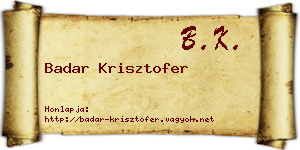 Badar Krisztofer névjegykártya